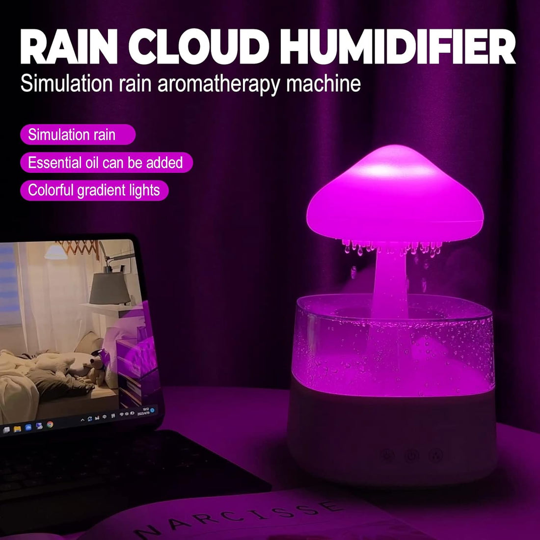 Rain Cloud Humidifier Water Drip with Adjustable LED Lights